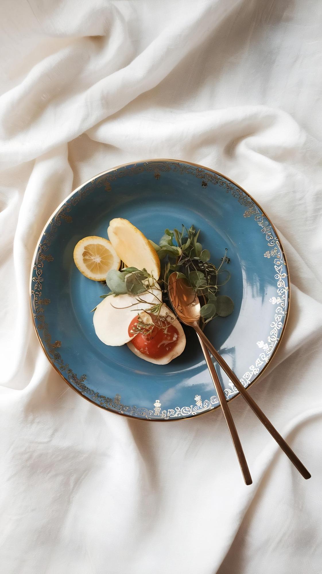 Plated seasonal starter on ceramic