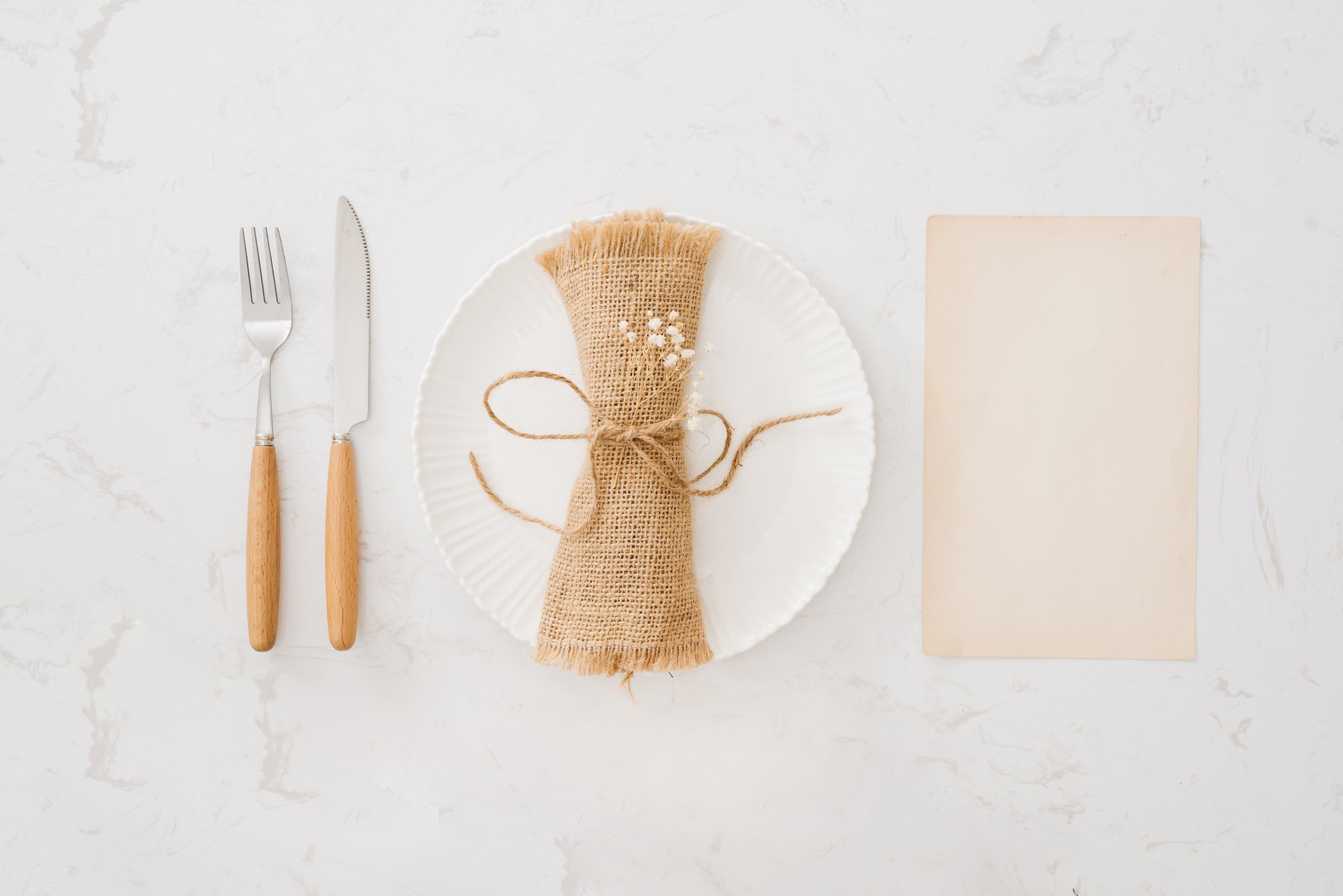 Staged menu layout with utensils